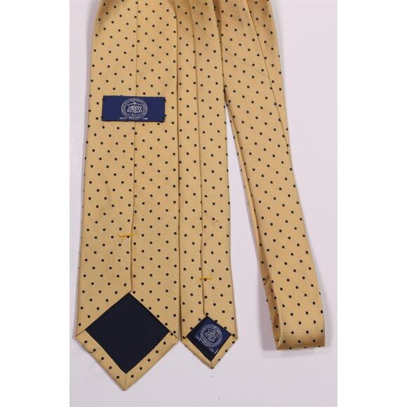 J. Press Gold Navy Blue Polka Dot Twill Silk Slim Necktie Tie Made in Japan - Picture 4 of 7